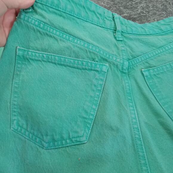 Zara Green High Waisted Wide Leg Jeans Raw Hem Women’s Size 4 Green - Picture 13 of 13